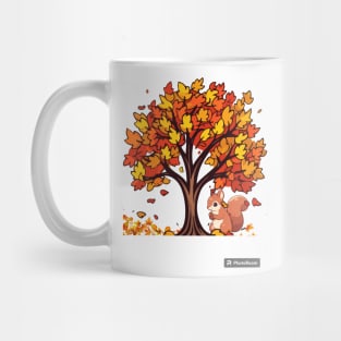 Fall/autumn with tree and Squirrel cute Mug